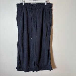 LOFT Black Wide Leg Drawstring Pants‎ Size Large 100% Lyocell